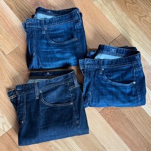 LOT OF 3 AG Adriano Goldschmied Mens Jeans Denim Dark Wash